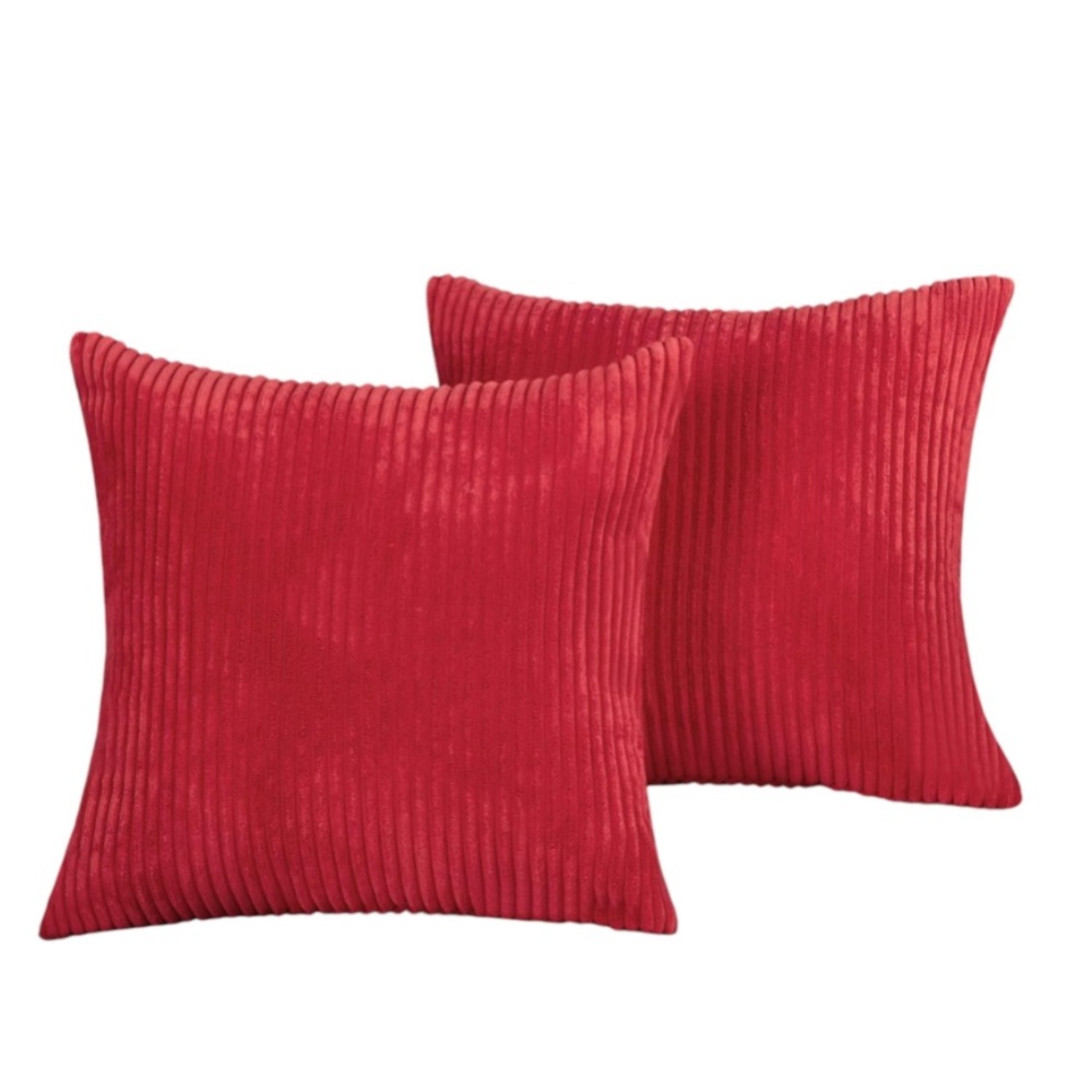 Red Corduroy Throw Pillow Covers -Set of 2